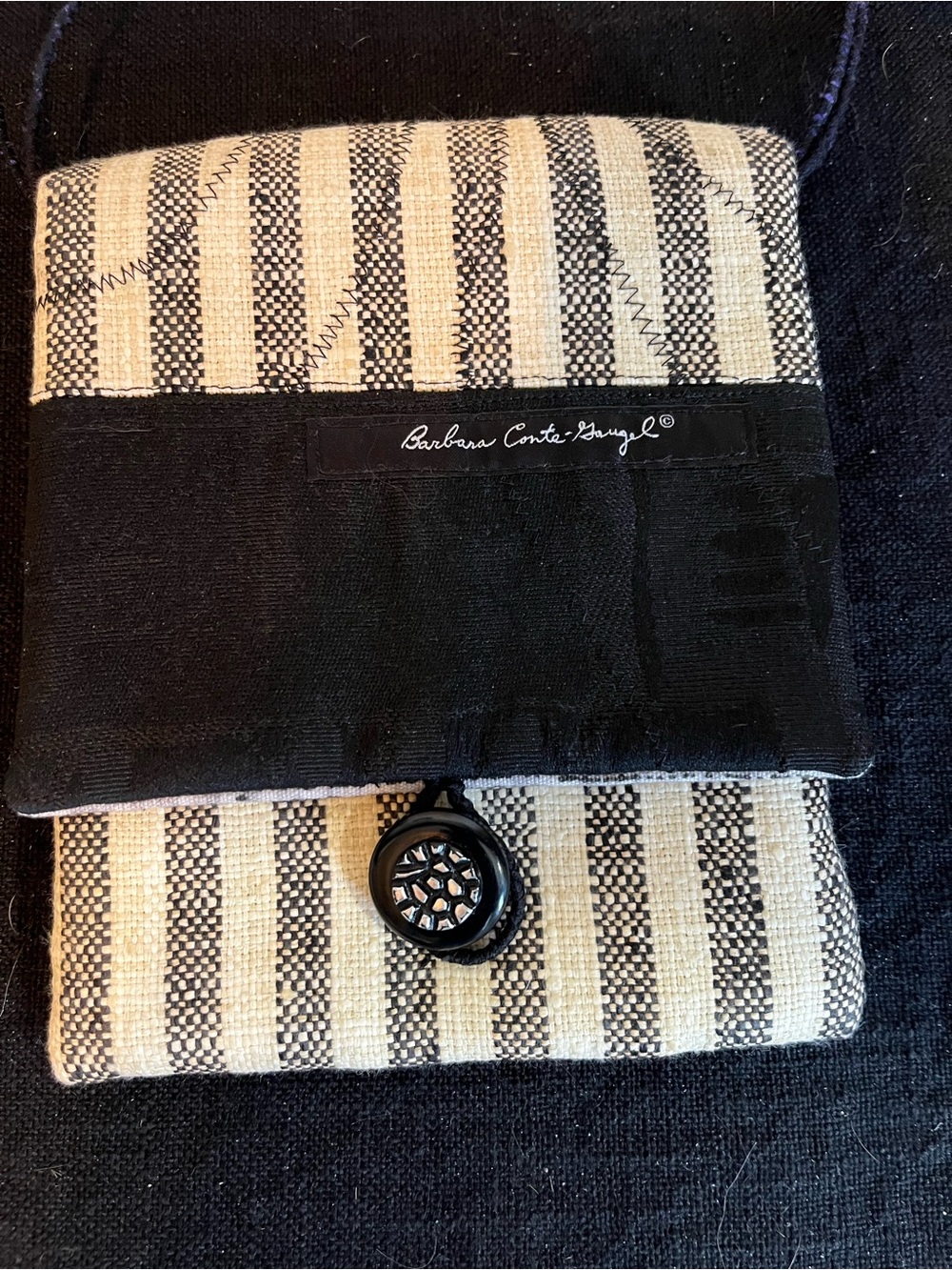 Barbara Conte-Gaugel Black & Cream Striped Crossbody Clutch